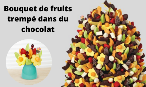 Bouquet de fruits trempé dans du chocolat