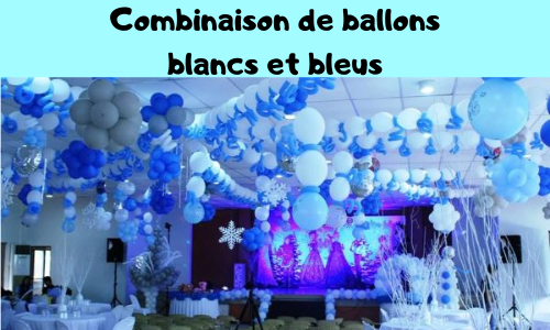 Combinaison de ballons blancs et bleus