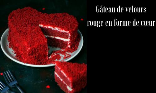 Gâteau de velours rouge en forme de cœur