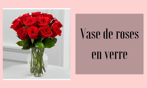 Vase de roses en verre
