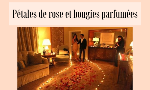 Pétales de rose et bougies parfumées