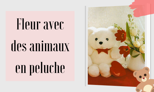 Fleur avec des animaux en peluche