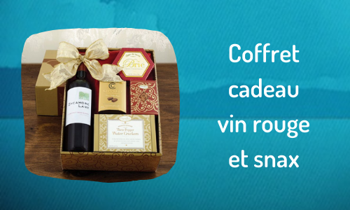 Coffret cadeau vin rouge et snax