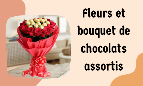 Fleurs et bouquet de chocolats assortis