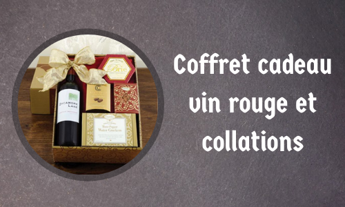 Coffret cadeau vin rouge et collations