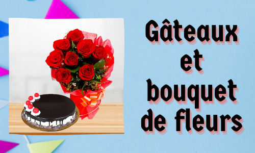 Gâteaux et bouquet de fleurs