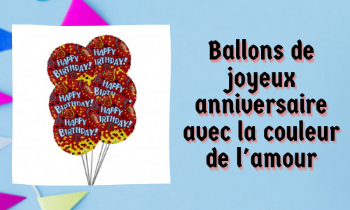 Ballons de joyeux anniversaire avec la couleur de l'amour
