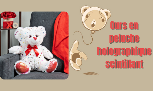 Ours en peluche holographique scintillant