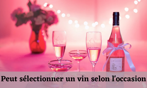 Peut s&eacute;lectionner un vin en fonction de l'occasion