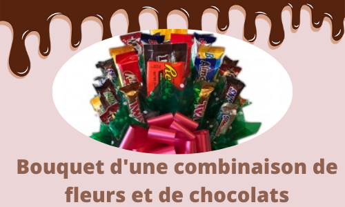 Bouquet d'une combinaison de fleurs et de chocolats