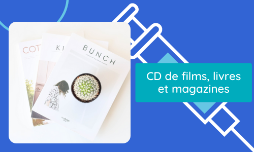 CD de films, livres et magazines