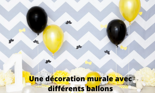 Une d&eacute;coration murale avec diff&eacute;rents ballons