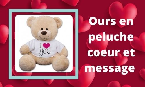 Ours en peluche coeur et message