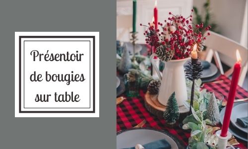 Présentoir de bougies sur table